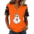 thumbnail image 3 of Woman Halloween Shirt Fall Tee Shirt Funny Ghost Pumpkin Tunic Casual Dressy Blouse Casual Fall Teacher Tee Tops, 3 of 5