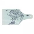 thumbnail image 1 of Fashion Cutting Board, Young Girl Tattoos Butterflies Free Your Soul Inspired Hair Feminine, Decorative Tempered Glass Cutting and Serving Board, Wine Bottle Shape, Purple White, by Ambesonne, 1 of 1