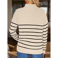thumbnail image 4 of Women's Quarter Zip Striped Oversized Sweater 2025 Mock Turtleneck Fall Fashion Outfit, 4 of 6