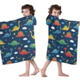 thumbnail image 4 of DarkBlue Dinosaurs Stars Hearts Hooded Bath Towel，50"x30" for Ages 3 To 12 Kids, Quick Dry Lightweight Soft Microfiber Hood Beach Towel Cover Up for Kids, 4 of 7