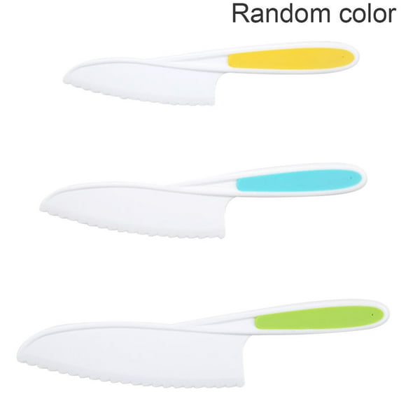 fastboy Trancheuse de Fruits en Plastique pour Enfants Légumes Gâteaux Couverts Pain Laitue Salade Vaisselle de Cuisine, Couleur Aléatoire, 3 Pcs
