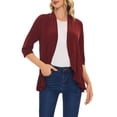 thumbnail image 3 of Deago Women's Casual Lightweight Open Front Cardigans Soft Draped Ruffles 3/4 Sleeve Cardigan (Red, XL), 3 of 9