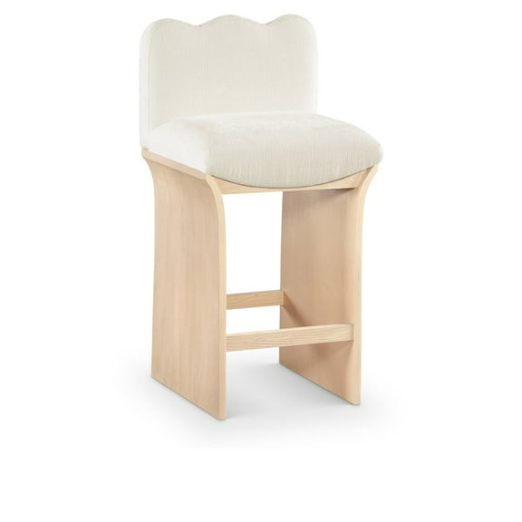 Meridian Furniture Shaw Cream Chenille Fabric Upholstered Counter Stool