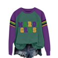 thumbnail image 2 of Ploknplq Pullover Sweaters for Women,Mardi Gras Party Decor,Green Sweater Women Purple Gold Green Women's Print Hoodless Sweatshirt,Mardi Gras Shirt,Mardi Gras Party Favors Z Green XL, 2 of 4