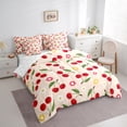 thumbnail image 3 of jejeloiu Cartoon Cherry 7-Piece Bedding Comforter Set,Colorful Daisy Floral King Bedding Sets,Red Green Bed Sheets For Teens,Microfiber Bedroom Decor Reversible, 3 of 8