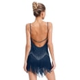 thumbnail image 2 of Jizyo Robe de Danse Latine Salsa pour Femmes Bretelles Spaghetti Robe de Danse Costume de Salon Bleu Marine TTG, 2 of 6