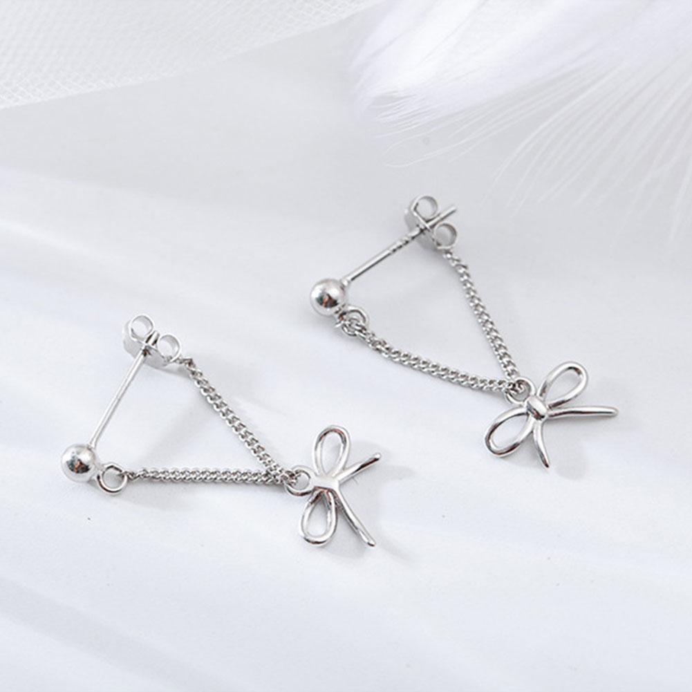 Silver Earrings Triangle Chain Drop Stud Earrings Women Butterfly Heart Star Crystal Dangle Earrings Studs Metal Chain Bead Earrings Jewelry Gifts X9A0 - image 5 of 9