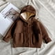thumbnail image 3 of Suéter de punto para niños, de color liso, versátil para primavera e invierno, con capucha, de poliéster., 3 of 6