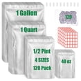 thumbnail image 1 of 120 Mylar Bags for Food Storage with Oxygen Absorbers 120 x 300cc, Mylar Bags 9 Mil 1 Gallon, 1 Quart, 1/2 Pint, 40 Oz, Stand-Up, 1 of 1