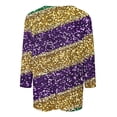 thumbnail image 3 of Fancifize 3/4 Sleeve Mardi Gras Tshirt Womens Fancy Holiday Tops Carnival Theme Party Shirt for Women Trendy Crewneck Graphic Tops, 3 of 5