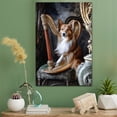 thumbnail image 2 of Shetland Sheepdog Cute Dog Harp Stretched Canvas Size 8x12 – Retro Shetland Sheepdog Dog Batter in Action With Harp for Themed Living Room, 2 of 5