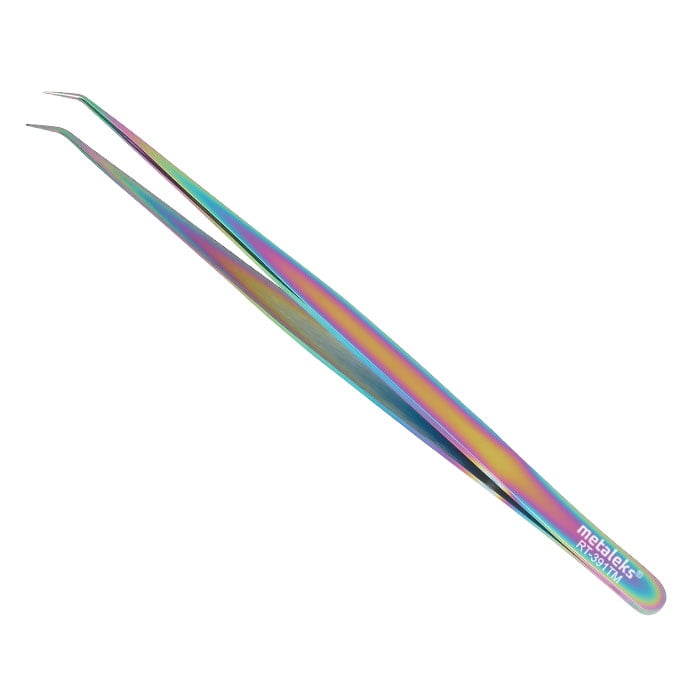 6PCS Complete Multi Titanium Coated Volume Tweezers Eyelash Extension Set With Red Metallic Magnetic Pouch
