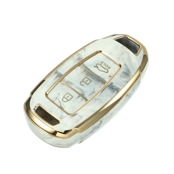 Unique Bargains Key Fob Cover Compatible for Hyundai Accent Tucson 3 Button Porcelain Pattern Soft TPU Gray