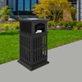 thumbnail image 4 of YIYIBYUS Outdoor Trash Can Modern Black Freestanding Commercial Garbage Bin with Dual-Sided Open Design for Patios, Parks, Lobbies, Malls, 4 of 19