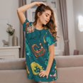 thumbnail image 6 of Women's Nightgown Sleepwear Short Sleeves Shirt Casual Soft Sleepdress, Electric Gecko Lizards Psychedelic, 6 of 7