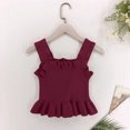 thumbnail image 4 of THDHVS Toddler Tank Tops Girls,Tank Tops for Girls,Girl's Ruffle Hem Solid Color Spaghetti Strap Tank Tops Wine 8-9 Years, 4 of 5