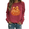 thumbnail image 5 of Yteetum Hoodies Sweatshirts for Women Oversize Halloween Pumpkin Print Crewneck Hoodless Sweatshirt Tops Womens Casual Pumpkin Season Print Round Neck Loose Fits Long Sleeve Sweatshirts Fall, 5 of 6