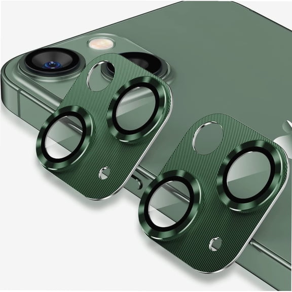 [2 Pack] Camera Lens Protector for iPhone 13/ iPhone 13 Mini, Ultra HD Camera Lens Protector,Metal Tempered Glass Camera Cover,9H Hardness, Anti-Scratch for iPhone 13/ iPhone 13 Mini(Green)