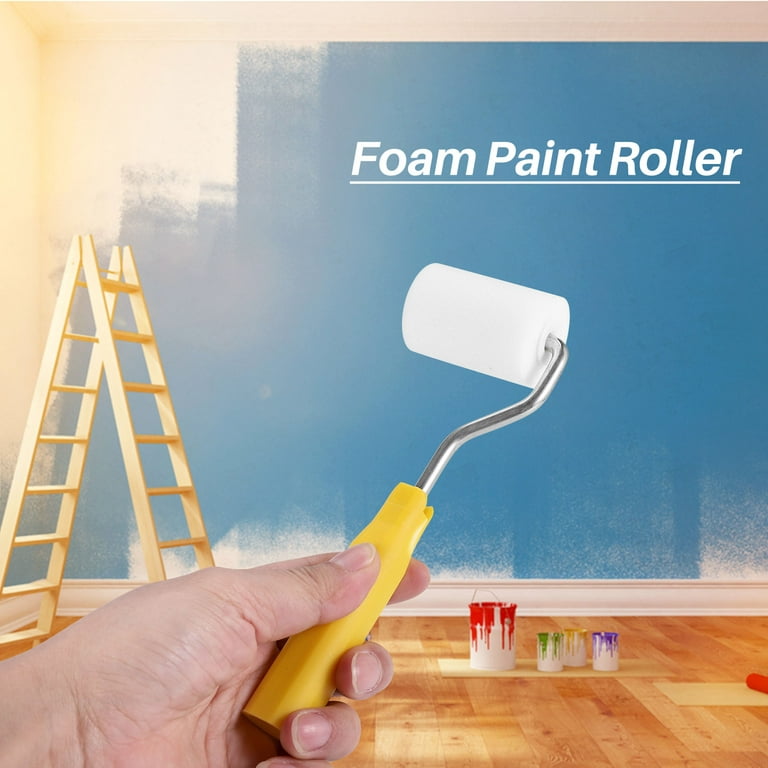 6pcs Mini Foam Paint Roller Painting Decorating Kit 2 inch Small for Wall Painting Repair Brush, Black
