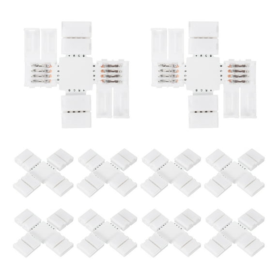 10 Pcs X-Shaped 4 Pin 10mm LED Strip Lights Connectors Solderless Extendable Terminal Adapters for RGB LED Strip Lights