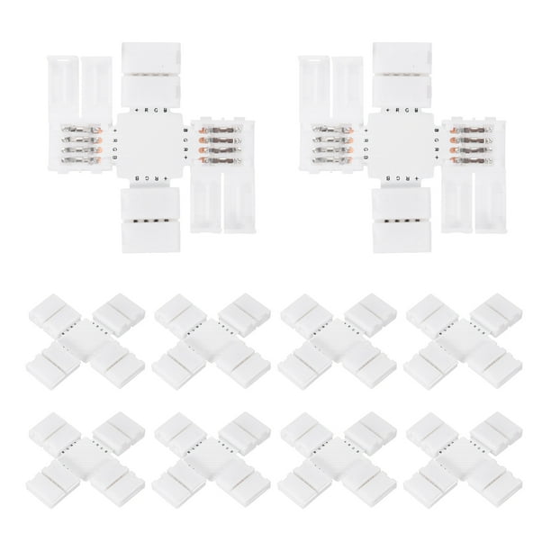 10 Pcs Conectores de Tira LED de 4 Pines en Forma de X de 10 mm Adaptadores Terminales Sin Soldadura Extendibles para Luces LED RGB