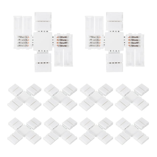 10 Pcs Conectores de Tira LED de 4 Pines en Forma de X de 10 mm Adaptadores Terminales Sin Soldadura Extendibles para Luces LED RGB