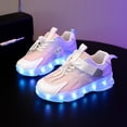 thumbnail image 2 of Mesh Tennis Shoes for Boy Girl Kids Light up Shoes Color Block Strappy Sneakers Breathable Soft Footbed Comfortable Walking Shoes Pink 11.5 Little Kid, 2 of 5