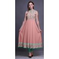 thumbnail image 2 of Bimba Pink Salmon Folk Art Indian Long Kurti For Women Party Wear Printed Sleeveless Anarkali Kurti Dress Small, 2 of 6