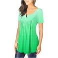 thumbnail image 4 of Scyoekwg Womens Short Sleeve Hide Belly Tunic Shirts Casual Dressy Round Neck Pleated Tshirt Gradient Color Loose Blouses (#C=Green,XL), 4 of 6