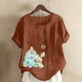 thumbnail image 5 of Birdeem Womens Summer Oversize Casual Round-Neck Short Sleeve Flower Printing Loose Shirt Tops, 5 of 5