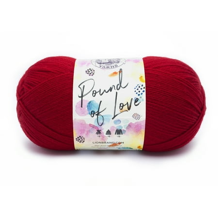 UPC: 0842093107484 | Lion Brand Yarn Pound of Love Cherry 1 Pound Baby Medium Acrylic Red Yarn 1 Pack