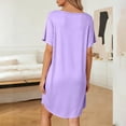 thumbnail image 4 of Tnhcen Women's Modal Short Sleeve Square Neck Loose Fit Pleated Sleep Dress Casual Nightgown for Women M - L Plus Size Breathable Comfortable Bedwear, 4 of 8