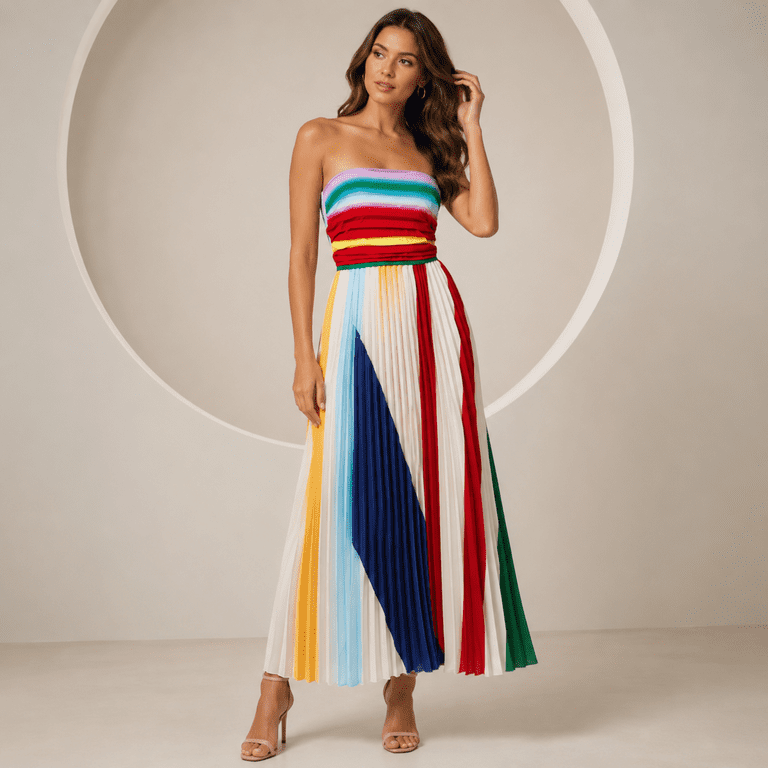 pleated rainbow dress Rainbow Pleated Dress Mon Ami Bham
