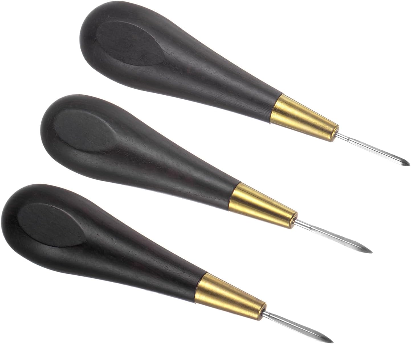 ABPETE Handwork Sewing Awl Set 3-5mm Rhombus Curved Taper Stitch Leather Punch Hole Kit Tool with Wooden Handle Scratch for Leather Craft Drilling Stitching Repair and DIY Handmade, Black