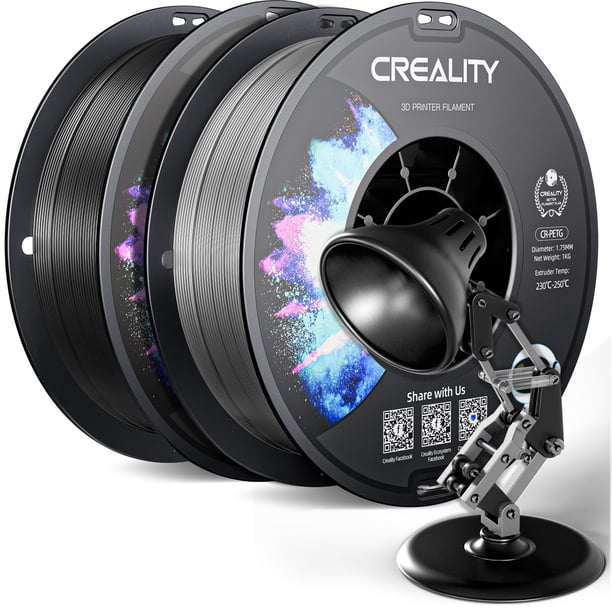 Filamento para impresora 3D Creality PETG 1.75 mm 2 kg negro+gris