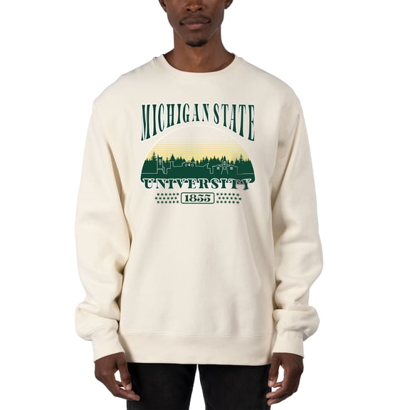 Men's Uscape Apparel Cream Michigan State Spartans Premium Heavyweight Pullover Sweatshirt