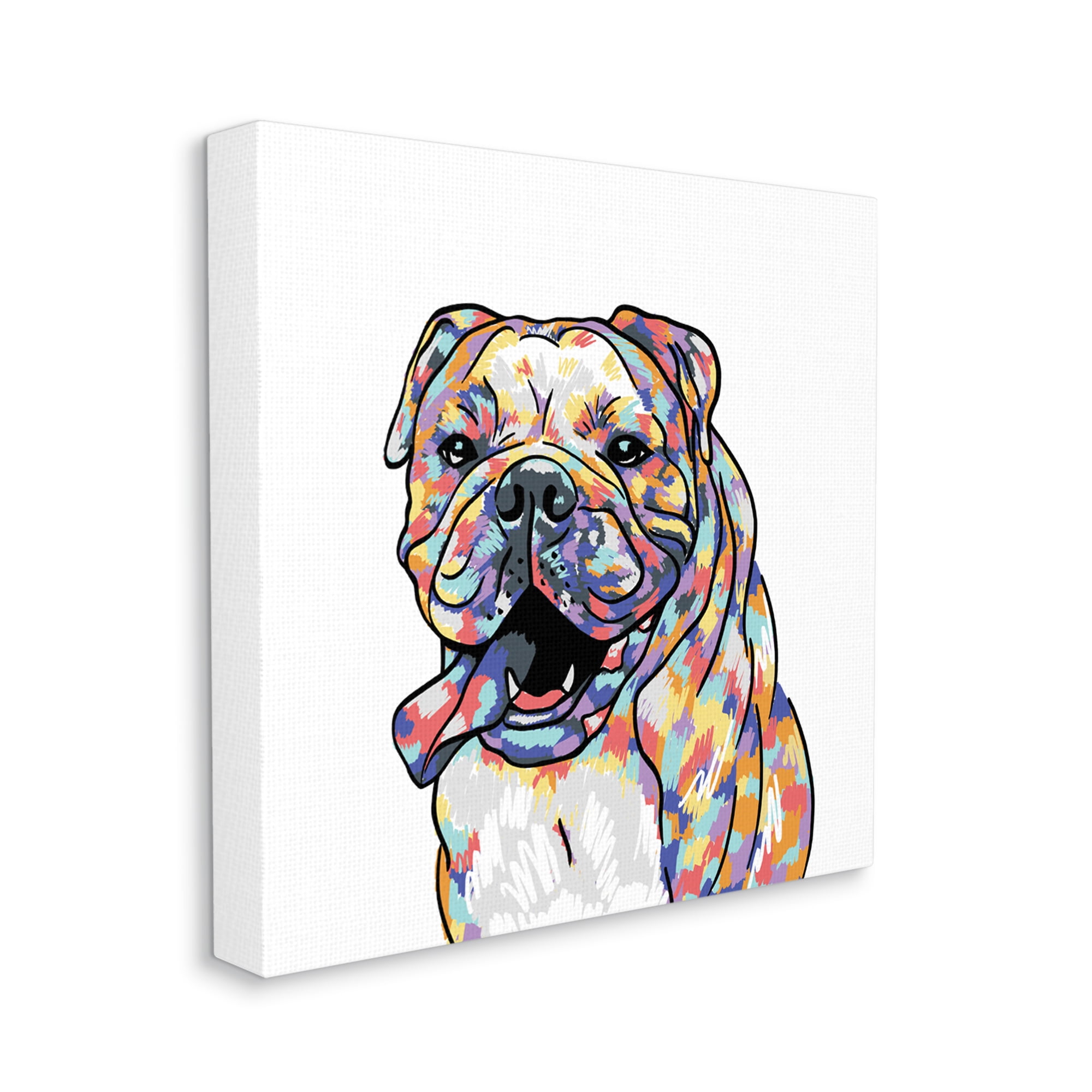 Stupell Industries Modern Happy Bulldog Animals & Insects Painting Gallery Wrapped Canvas Print Wall Art, 36 x 36