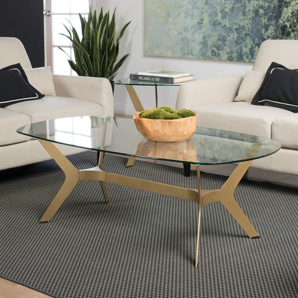 Studio Designs Home Archtech Mid Century Modern Coffee Table With Glass Top Walmart Com Walmart Com