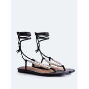 Free Assembly Women's Beaded Wrap Sandals
