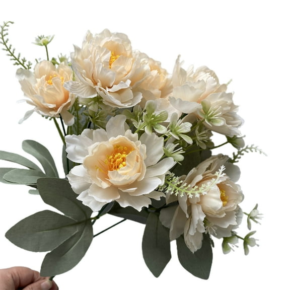 Happy Date Artificial Flowers, 6 Heads Fake Peony Silk Hydrangea Bouquet Decor Plastic Carnations Realistic Flower Arrangements Wedding Decoration Table Centerpieces Each color 7Pcs