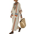 thumbnail image 5 of Levmjia Womens Striped Maxi Dress V Neck Casual Beach Cover Up Boho Kaftan with Pockets Flowy Crinkle Fabric loose Summer Vacation Outfit, 5 of 5