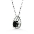 thumbnail image 2 of Gem Stone King 925 Sterling Silver Black Onyx Teardrop Pendant Necklace for Women (0.48 Cttw, Gemstone December Birthstone, Round 5MM, with 18 inch Silver Chain), 2 of 4