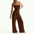 thumbnail image 6 of OIOLOYJM 2 Piece Sets for Women Comfy Cami Pajama Sets Casual Loose Tank Tops High Elastic Waist Drawstring Wide Leg Pants Cozy Soft Lounge Set Brown M, 6 of 6
