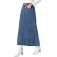 thumbnail image 4 of INSPIRE CHIC Casual Denim Maxi Skirt for Womens High Waisted Flared Panel Long Jean Skirts S Blue, 4 of 6