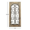 thumbnail image 3 of DecMode Brown Wood Window Inspired Scroll Wall Decor with Metal Scrollwork Relief, 3 of 9