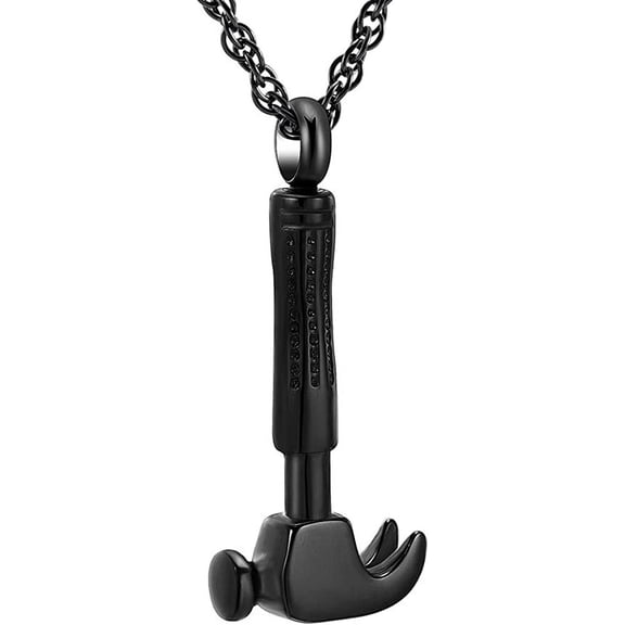 Hammer Urn Necklace for Ashes Memorial Cremation Jewelry Ash Holder Stainless Steel Wrench Keepsake Pendant Necklace / Keychain for Men Women