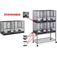 thumbnail image 3 of Combo Breeding Stacker Center Divided Breeder Bird Flight Double Rolling Cage with Side Breeding Nest Door (Black Vein, Triple Stack), 3 of 12