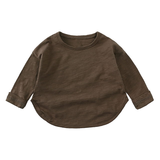 RXIRUCGD Enfants Hommes et Femmes Manches Longues Col Rond Hauts Chemise ( Brun, Taille : 3-4 Ans )