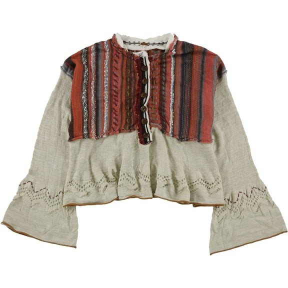 Free People Womens Meadow Lakes Knit Sweater, Beige, X-Small