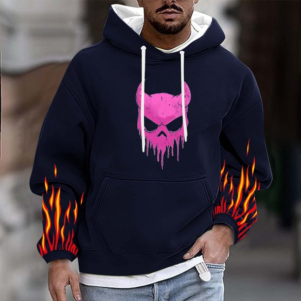 Sudadera con capucha para hombre, informal, a la moda, con estampado, con cordón, de manga larga, de poliéster